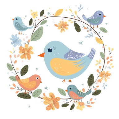 cute bird clipart for a baby bedroom