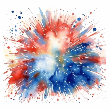 4th of July, watercolor clip art AR 3:2