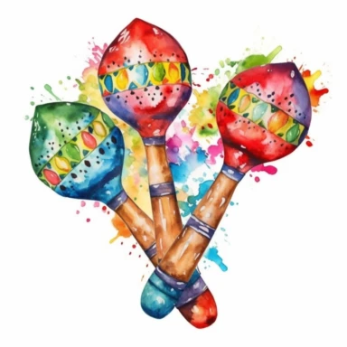 watercolour art style extreme detail mexican maracas clipart