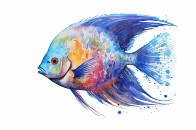 Watercolor, Angelfish Fish, clipart, hd, on a white background, spaced out