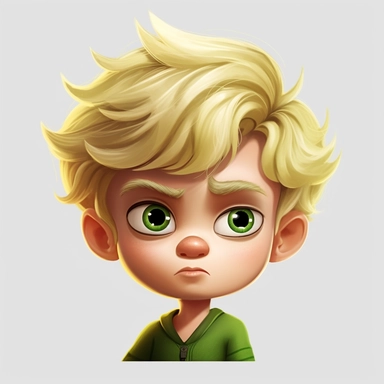 cute little boy, blond hair, green eyes, face, portrait, different expressions, clipart, high resolution