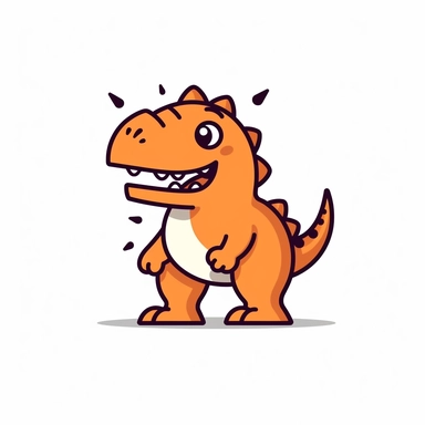 a minimalist kids dinosaur orange t rex clipart cartoon white background
