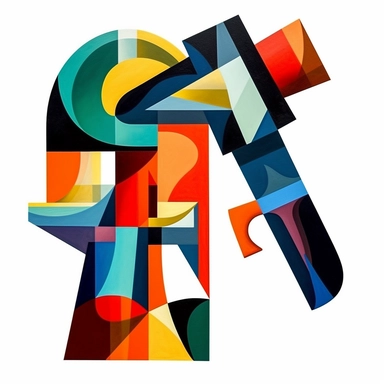 isolated clip art image cubism art style themed hammer