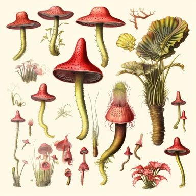 Clipart, vintage, watercolor, Carnivorous plants, botanical illustration, hand drawn, texture