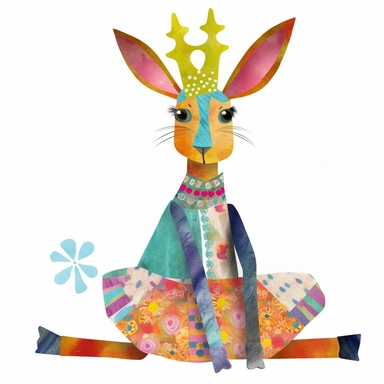 coronation king with large ears, Britain, one isolated on white background, clipart, loose, watercolour gouache, textured, paper, naive folk art, whimsical, Lilla Rogers agency illustrator, isometric perspective, storybook style, bright colours, turquoise, teal, pink, purple, orange, yellow, blue, subtle patterns, stripes, dots, floral