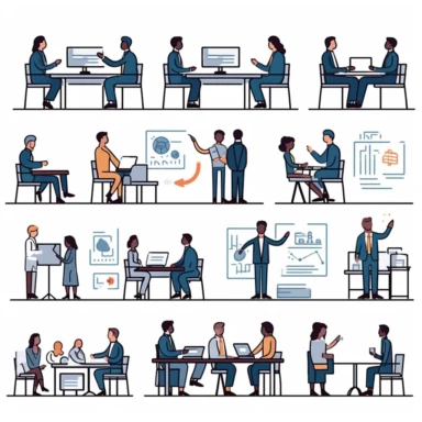 Create a collection of business-themed cliparts that can be used for presentations and marketing materials. The cliparts should represent various aspects of business, such as teamwork, innovation, success, leadership, collaboration, growth, and professionalism. Aim for a diverse range of cliparts that can be used in different industries and contexts. The style can be either minimalist or more detailed, depending on what you think would work best. Please generate at least 10 unique cliparts that 