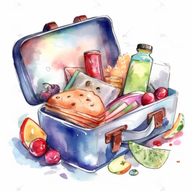 watercolor illustration of Lunchbox, school clipart, studenti life style, clipart, watercolor clipart, watercolor splashes, illustration, artsy, white background