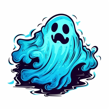 cute halloween ghost, duotone, vivid colors, clipart, whitebackground