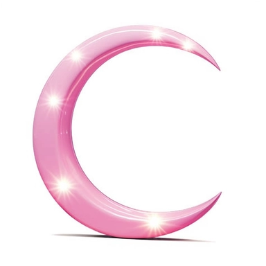 An illustration of a light pink glowing beautiful half moon against white background, outerglow, innerglow, fairytail style, white background, clipart, PNG pure white background, high resolution, best quality