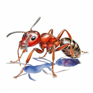 Watercolor clip art on white background, Ant in action, high-resolution image, soft pastel, cinematic, dramatic, ultra realism,4k, very detailed, white background,