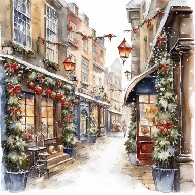 Christmas street, Ornamental watercolor, clipart, I can't believe how beautiful this is