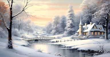 Adorable Winter scene, clipart, precision painting, vivid colours, white background, I can’t believe how beautiful this is