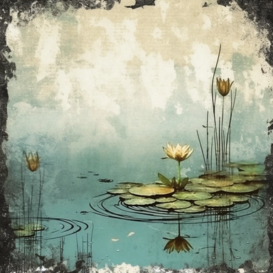 pond clipart, grunge style
