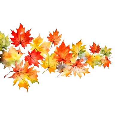 watercolor maple leaves border clipart, white background