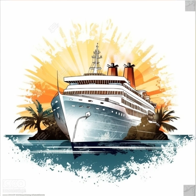 clip art of a fantasy cruise ship on a white background