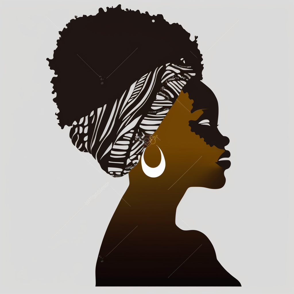 Black Woman silhouette, Afro female, hairstyle, cartoon, vector, sharp ...