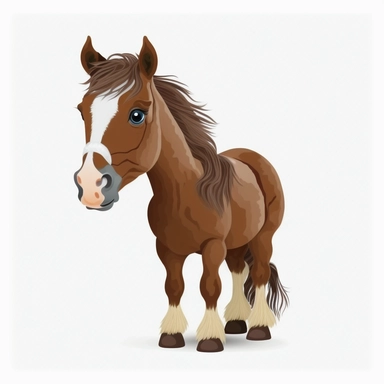 cartoon of mutt mixed horse, cute, funny, clipart style, vector style, white background