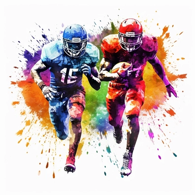 clipart, vector, american football players, graphic, lots of colors, splash