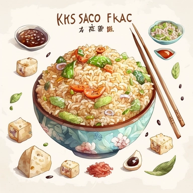 watercolor cartoon clipart of all kinds of cartoon Fried Rice