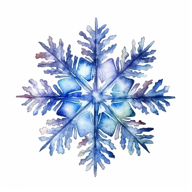 watercolor clipart of Christmas snowflake, isolated on white background