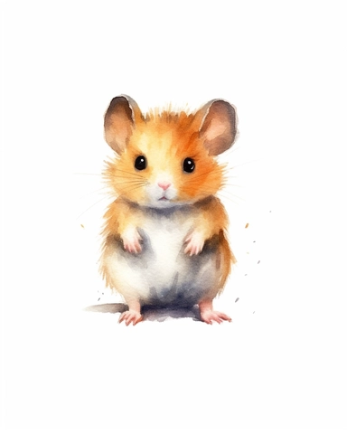 a realistic baby hamster clipart with watercolor illustration, full body shot ,8k, style of Bohemian, style of Anna Süßbauer and Jon Klassen,vector, Vector, white background,Solid Background, Sharpness and clarity, masterpiece, trending on Artstation and Dribbble.