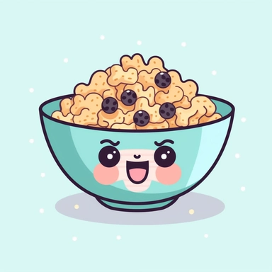 kawaii clipart of a bowl of cereal
