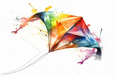 flying+kite , highly detailed, isolated on white, clipart,