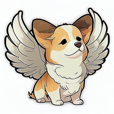 chibi corgi clipart, angel wings and halo
