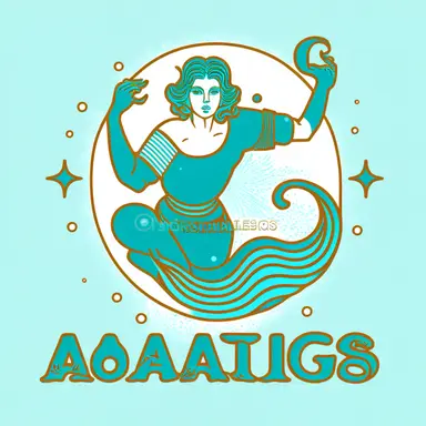 Aquarius 1960's clipart vector graphic, retro, vintage