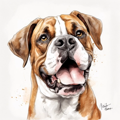 happy Boxer dog clipart , original hand drawing, watercolor, understated and flawless for t shirt and cup printing, happy cute smily Basset Hound , transparent background, realistic painting, portrait without writing , style of the artwork, mood of the aartwork, vector, contour , white background, 8K quality, ultra detailed , without signature and without meaningless lines, clipart, white background, High Quality, no writting background, no writting, ultra detailed, no symbol, without logo and e