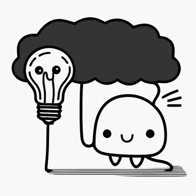 cute clipart of a kawaii lamp. Beautiful, flat, cute manga style, black and white, brain shape image borders
