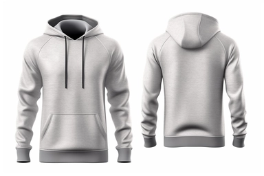 Blank gray mens hoodie sweatshirt long sleeve with clipping path, mens hoody with hood for your design mockup for print, isolated on white background. Template sport winter clothes.