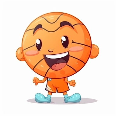 fantasy happy cute basketball player mamal face, cartoon, clipart, mascot, isolated on white background
