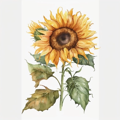 sunflower clipart in watercolor vector on a white background 4k
