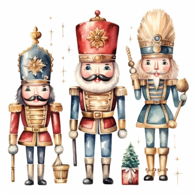 Cute christmas nutcracker watercolor clipart