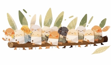 bamboo raft vector clipart, in the style of camera tossing, masterful technique, notable sense of movement, childlike wonder, quito school, illustrative storytelling