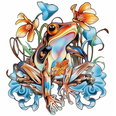 Floral Frog Sublimation Art: Combine the beauty of flowers with the charm of watercolor frogs in sublimation art. These colorful designs are ideal for creating stunning wall art, apparel, or accessories with a touch of nature's elegance Clipart desert cartoon t-shirt graphic, vector, contour, isolated on a white background