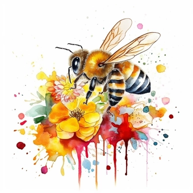 Watercolor Honeybee on a field full of flowers. Clipart Bundle.Everything is full of colourful flowers with green,red,yellow.Summer Clipart. Watercolor flower digital Graphics. Honey Bees, Honey Jar, Honey Drips.watercolor honey bee Clipart. Spring Garden honey dripping from honeycomb. Fantasy,white background. Black and white ink. solution HD : : ultrarealistic,Leica M6 camera with a Leica 50mm f/2 Summicron lens Fujifilm Pro 400H, set the ISO to 400, shutter speed to 1/125, and aperture to f/2