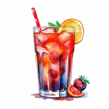 cold beverage clipart, watercolor, white background,