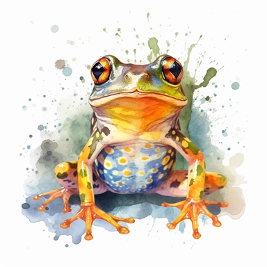 watercolour illustration free brushstrokes, beautiful and joyful, frog, mark brooks, naturecore, animal clipart, isolated on a white background,