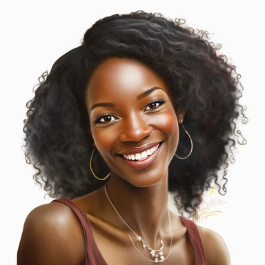 a beautiful happy african american woman photo realistic clipart