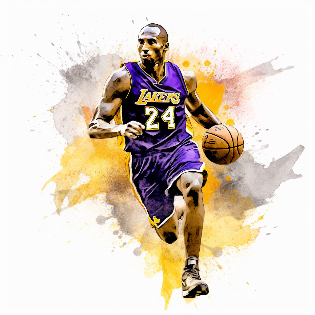 a clipart of a ultra detailed watercolor Kobe Bryant basketball player ...