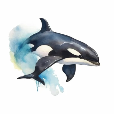 Watercolor killer whale clipart,