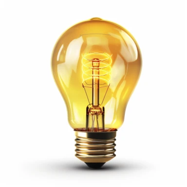 yellow light bulb, clip art, white background