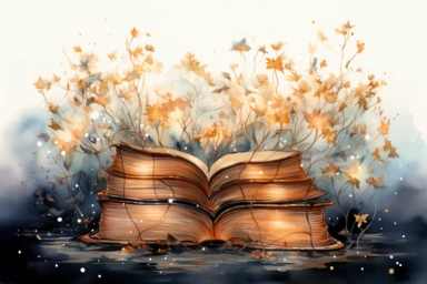 watercolour vintage fairy light book art clipart, hd, isolated on white background, spaced out