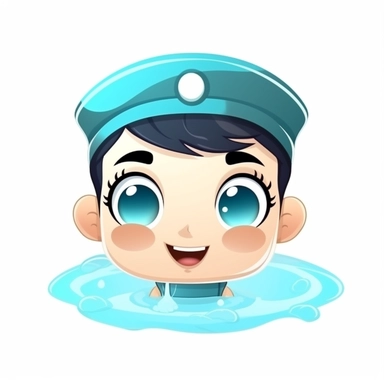 happy cute Pool Attendant face, cartoon, clipart, mascot, isolated on white background