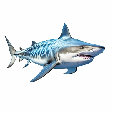 a single clipart image png graphic of a Hyper Realistic Vibrante Tiger Shark Clipart Ocean Animals, Sea Life, Shark Illustrations