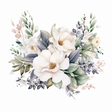 Watercolor Floral Clipart, White Flowers Clipart, Neutral Floral Clipart, White Flowers Frame, Floral Border, White Bouquet, Wedding Clipart, light lilac Floral