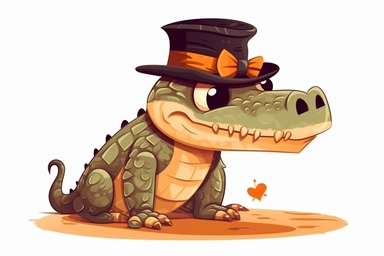 Cute American alligator in halloween Day clipart, cartoon, white background,