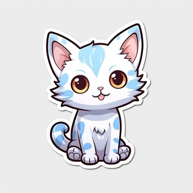 Kitten Sticker White Transparent, Cute Kitten Sticker, Cute Clipart, Cat, cartoon style, comic style v 5